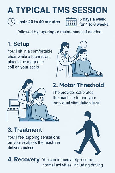 What to expect during a typical tms session